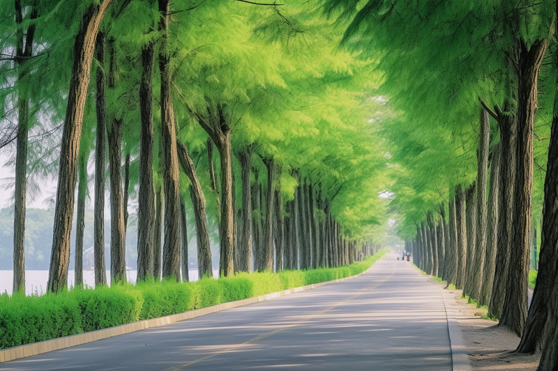 郁郁葱葱的树木树荫下适合骑行的道路,高清,摄影图,摄影图片,图片大全,摄影图免费下载